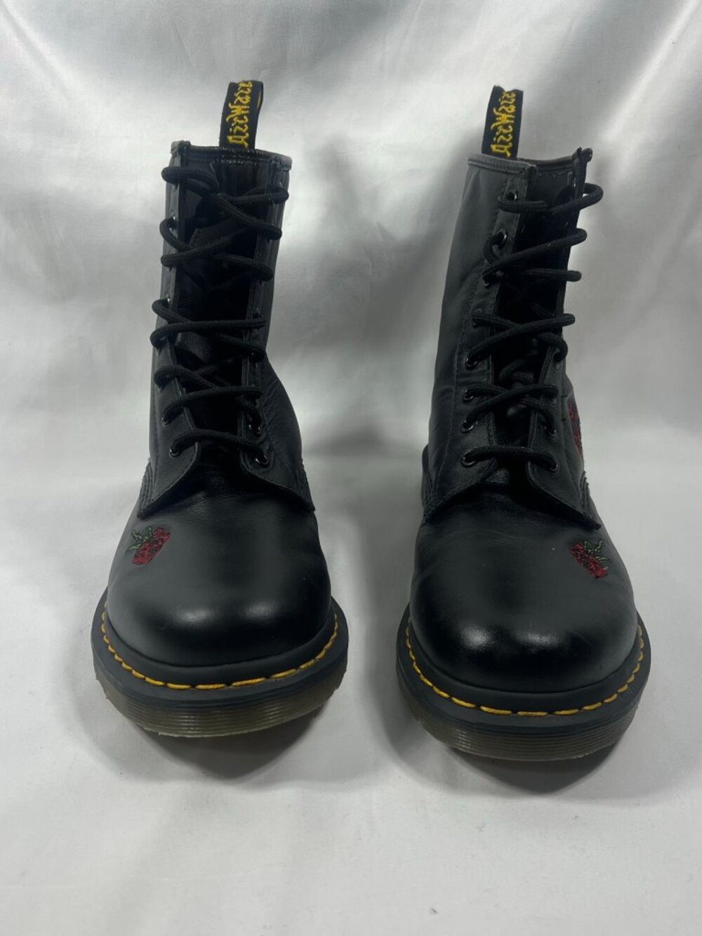 Dr. Martens Boots Womens 1460 Vonda Combat Leather Floral Embroidered 10 Grunge - Picture 2 of 9